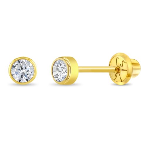 Bisel con circonia, oro amarillo 14K