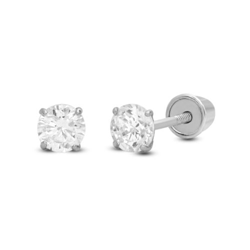 Stud con circonia blanca oro blanco 14K, 3MM