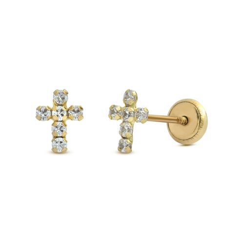 Cruz con circonias en oro amarillo 14K