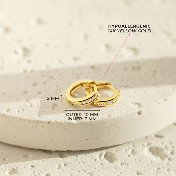 Huggies con circonia oro amarillo 14k - Imagen 3