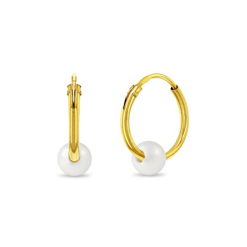 Huggie perla cultivada 8mm oro amarillo 14K