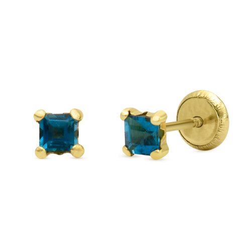 Stud con topacio london blue oro amarillo 18K