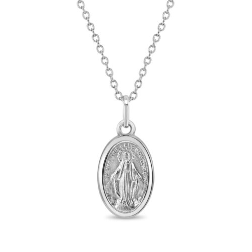 Medalla  Milagrosa Virgen Maria 925, cadena bold plated