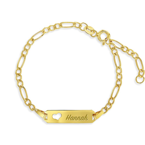 Esclava Bebe Oro Amarillo 14k, placa corazón, 5.5″