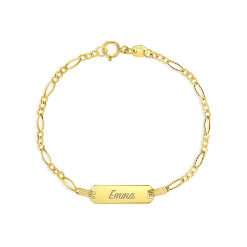 Esclava Bebe Oro Amarillo 14k, placa grabar 5.5″