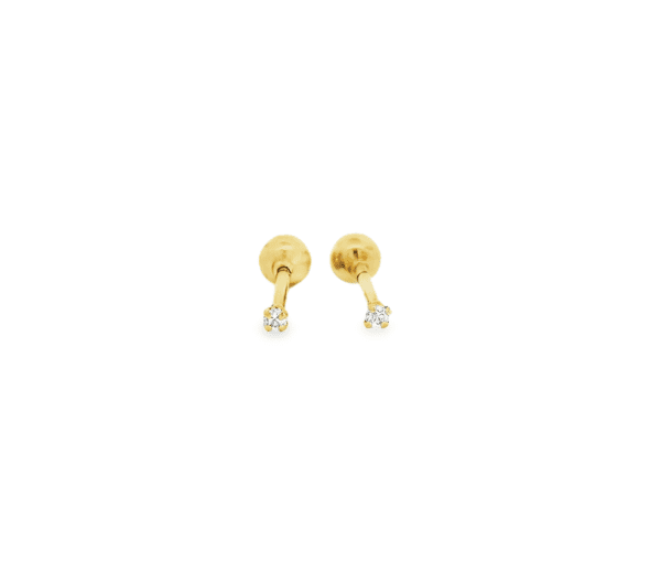 Studs en Oro Amarillo Circonias 1.5mm 14k