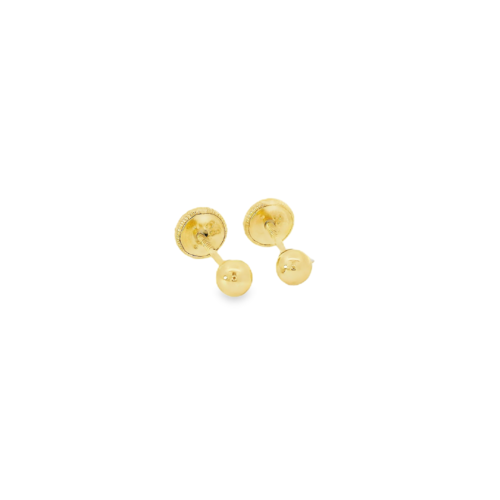 Aretes Oro Amarillo  14K. Bolita  3mm Rosca