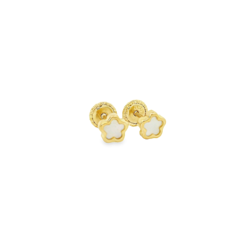 Aretes Oro Amarillo 14k. Van Cleef concha nacar rosca