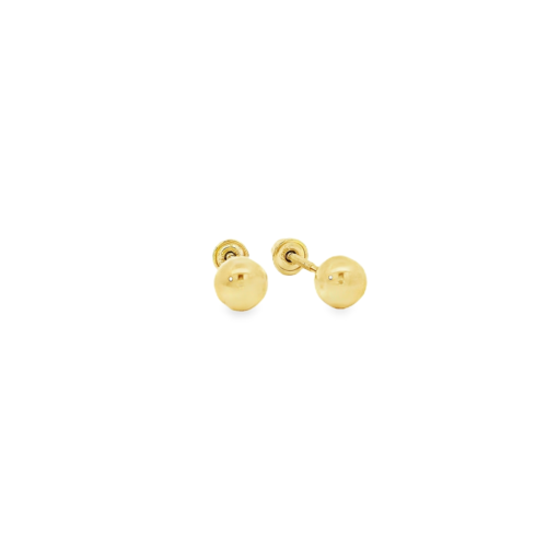 Aretes oro amarillo 14k. bolita 4mm rosca