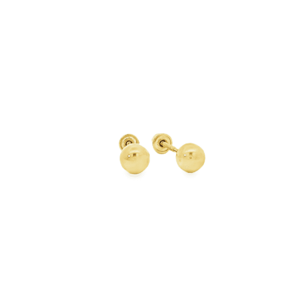Aretes oro amarillo 14k. bolita 4mm rosca