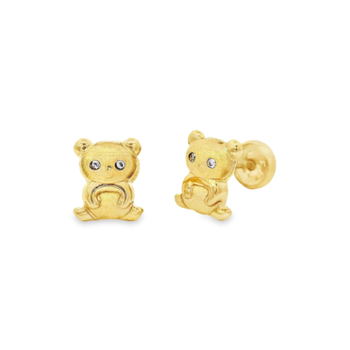 Aretes oro amarillo 14k. Osito, rosca