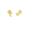 Aretes oro amarillo 14k. Luna y estrella, rosca