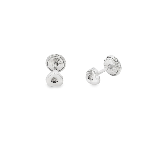 Aretes Oro Blanco 18k. Corazón diamante 1 punto, rosca