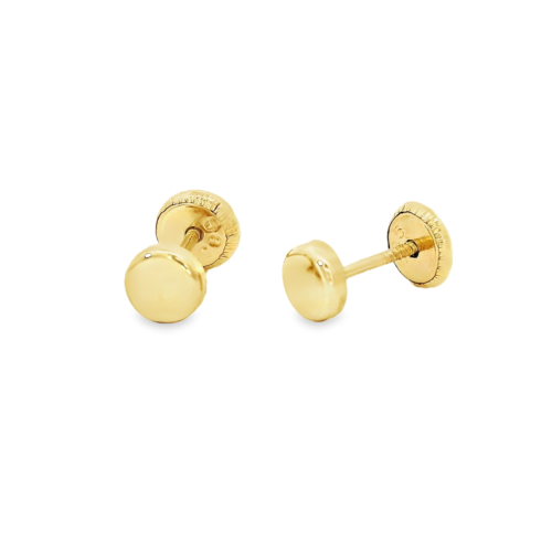 Aretes Oro Amarillo 14k. Círculo alto pulido, rosca.