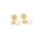 Aretes Oro Amarillo 14k. Circonias, real pearl, rosca.