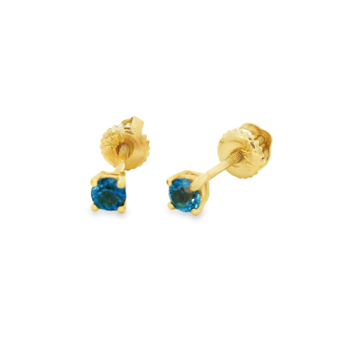 Arete Oro Amarillo 14k. 4 prongs, london Blue topaz