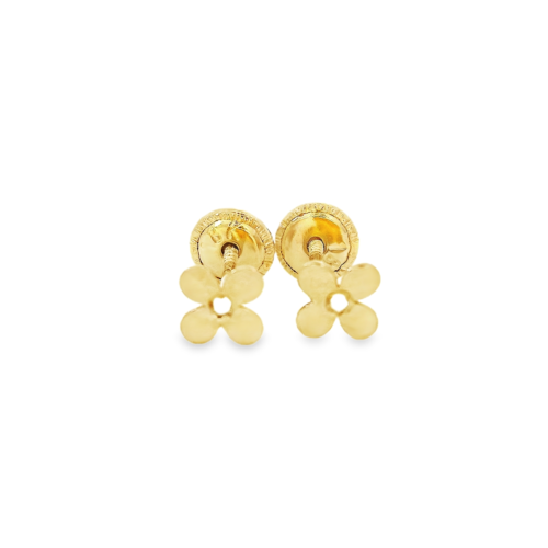 Aretes Oro Amarillo 18k. Flor circonias, rosca.