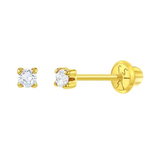 Stud 4 Prongs Zirconias de 2mm en Oro Amarillo de 14K
