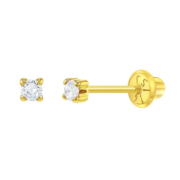 Stud 4 Prongs Zirconias de 2mm en Oro Amarillo de 14K