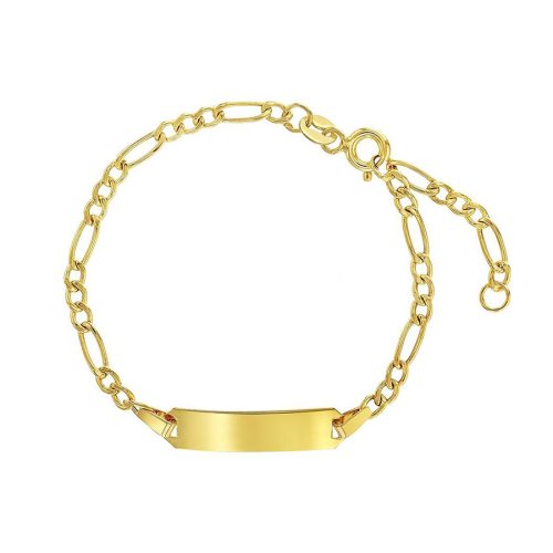 Pulsera para Niño/a con Placa Grabable en Oro Amarillo 14K 5.5″