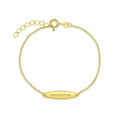 Pulsera para Bebé con Placa Grabable en Oro Amarillo 14K 6″