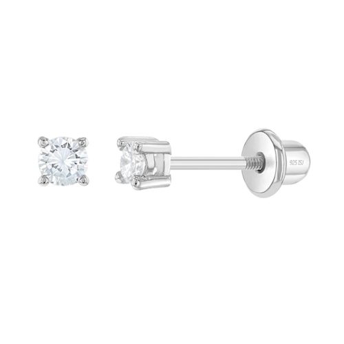 Arete para Bebé con Zirconia en 3mm Plata 925
