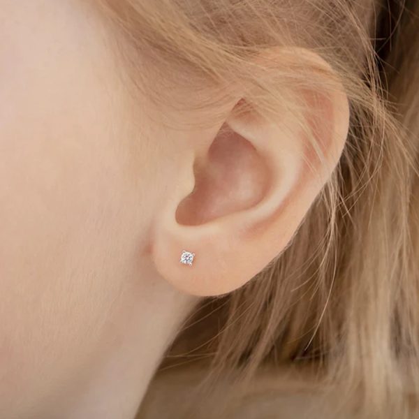 Arete para Bebé con Zirconia en 3mm Plata 925 - Imagen 3