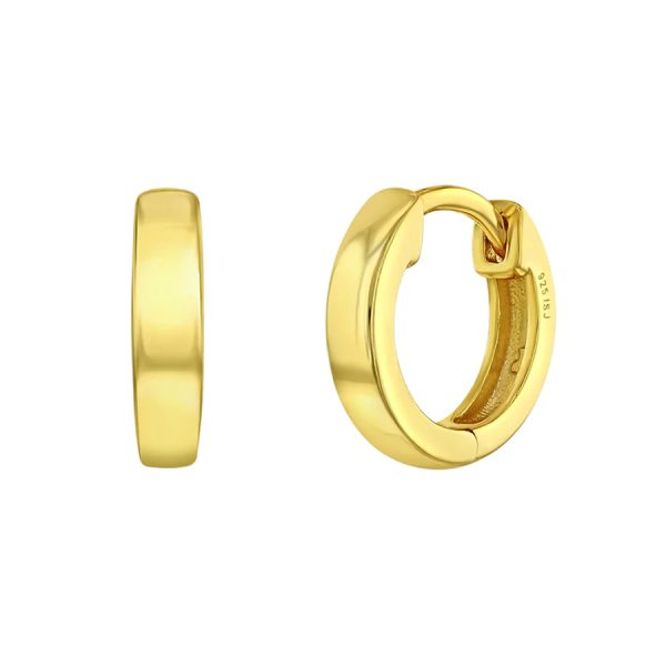 Huggie para Bebé de 9mm en Plata 925 con Baño de Oro