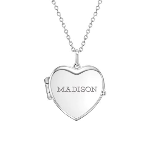 Cadena para Niña con Dije en Forma de Corazón para Guardar Foto, Grabable en Plata 925