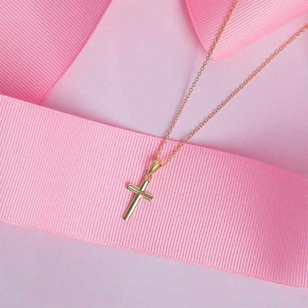 Cadena para Niña con Dije de Cruz, 16mm Plata 925 con Baño de Oro Amarillo - Imagen 2