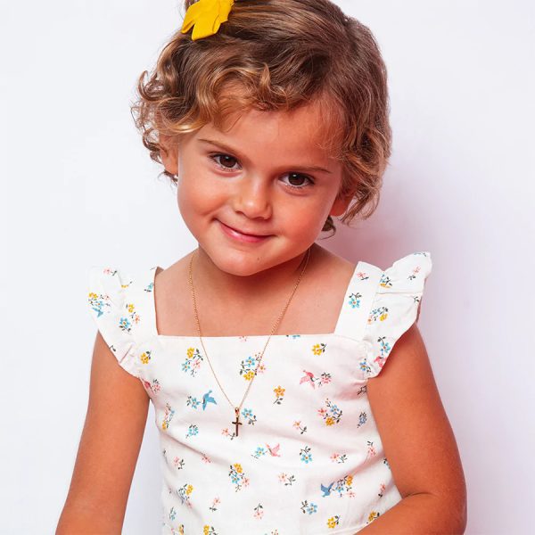 Cadena para Niña con Dije de Cruz, 16mm Plata 925 con Baño de Oro Amarillo - Imagen 3