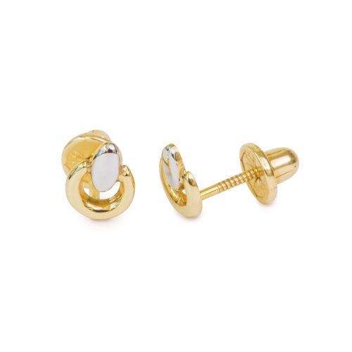 Arete para Bebé en Forma de Círculo en Oro Blanco y Oro Amarillo 18K